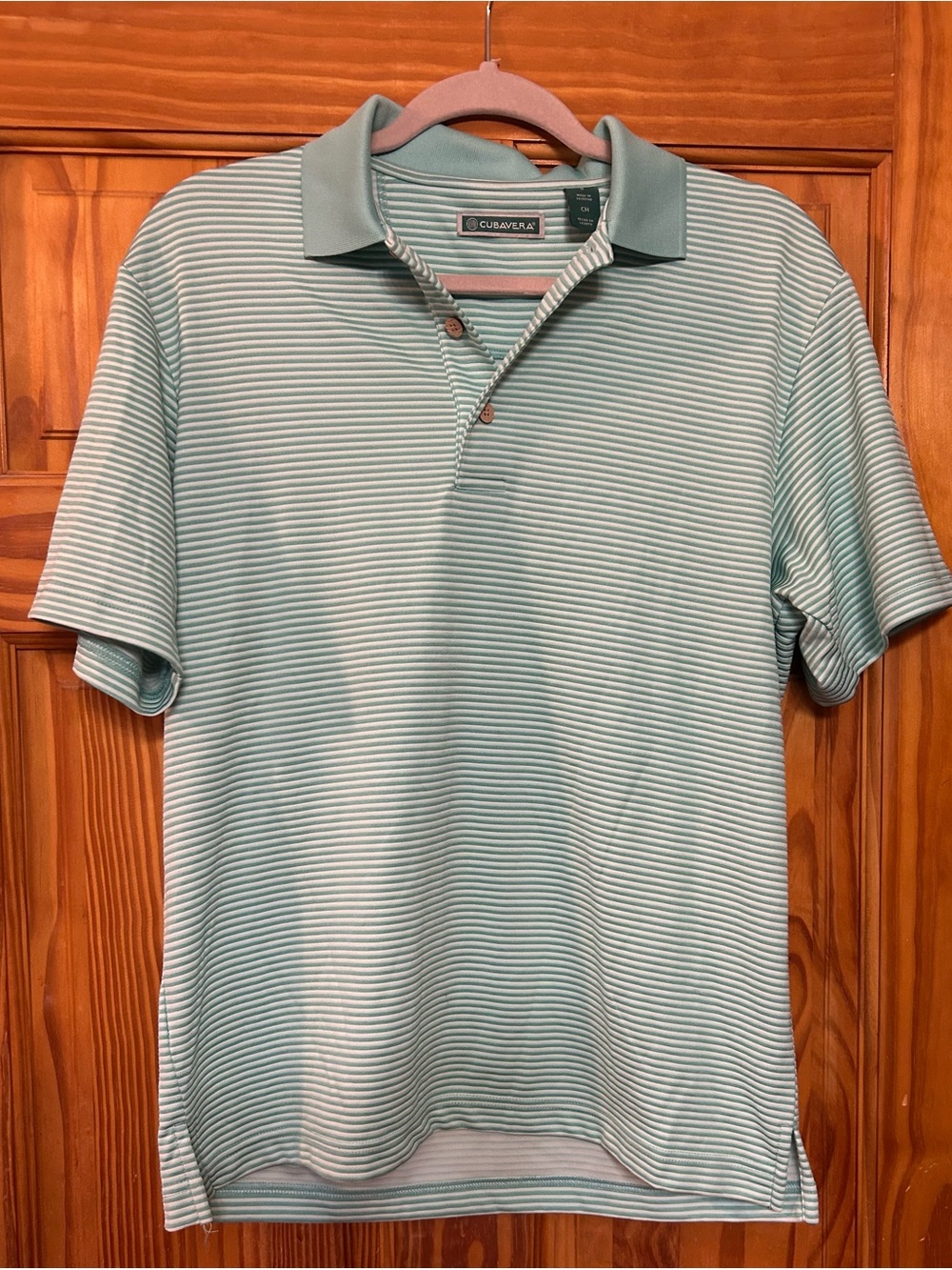 Cubavera Men’s Light Mint Striped Polo